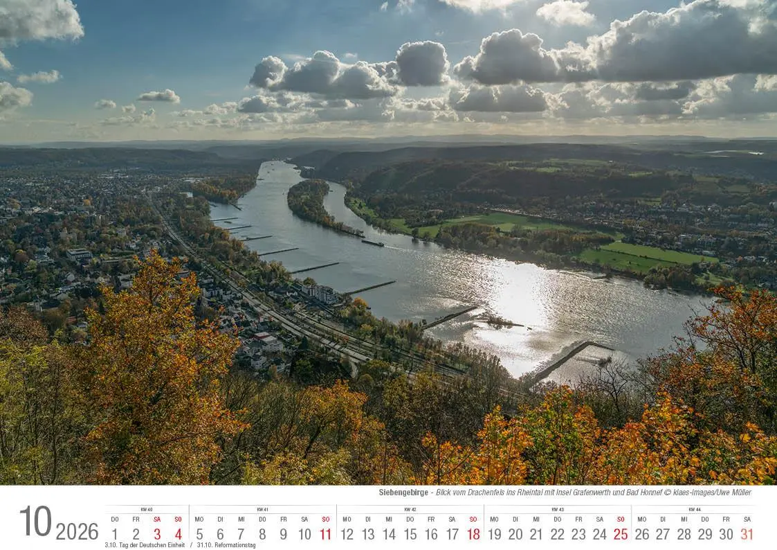 Bild: 9783965352445 | Siebengebirge 2026 Bildkalender A4 quer, spiralgebunden | Holger Klaes