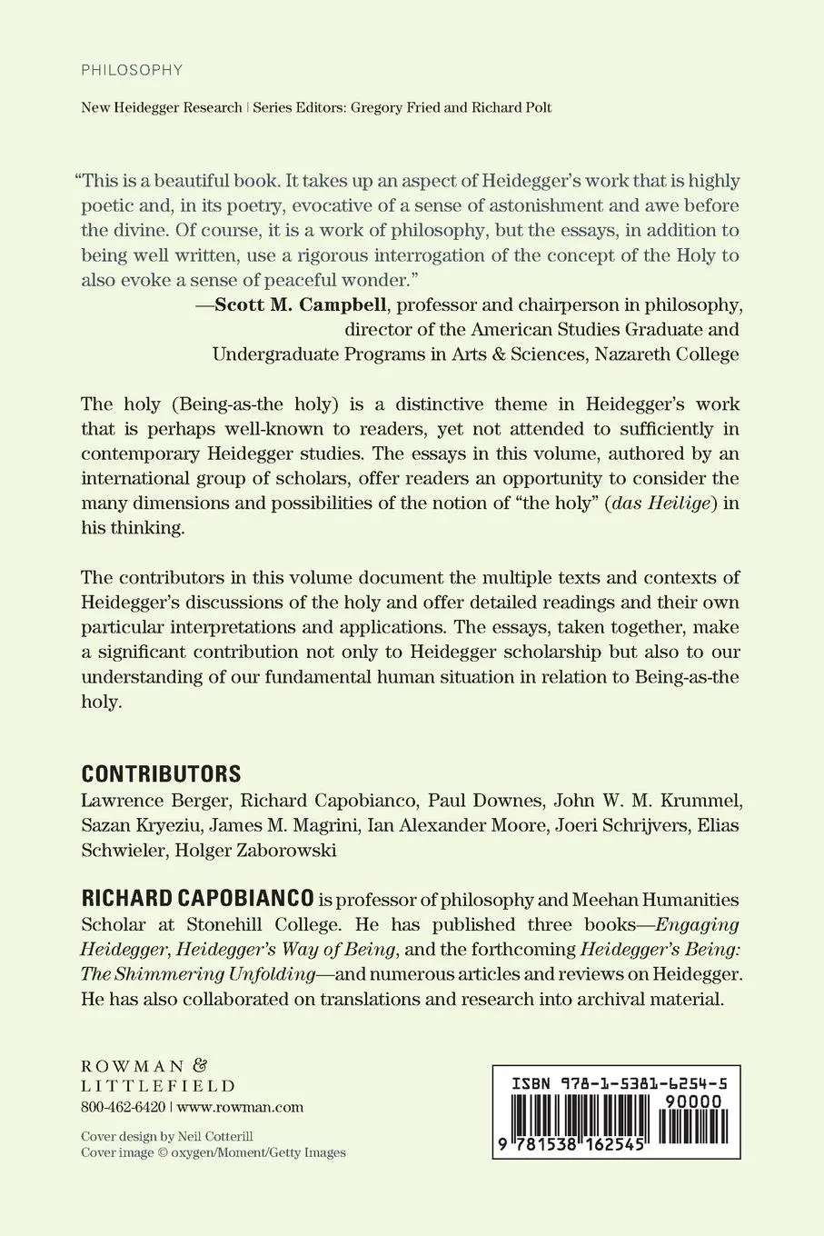 Rückseite: 9781538162545 | Heidegger and the Holy | Richard Capobianco | Taschenbuch | Englisch