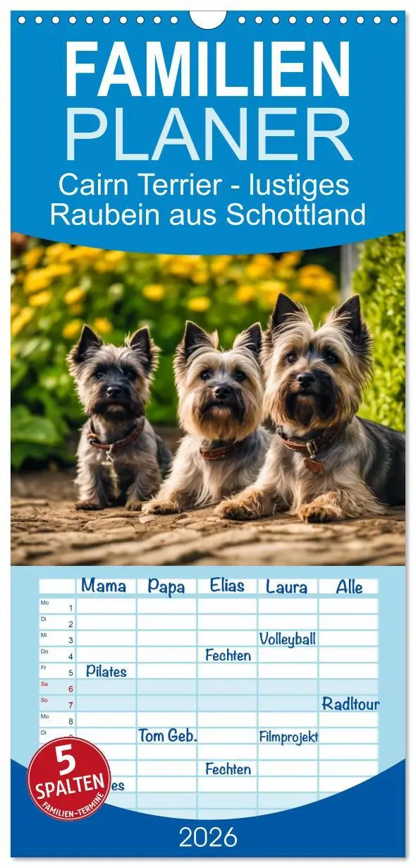 Cover: 9783516492545 | Familienplaner 2026 - Cairn Terrier - lustiges Raubein aus...