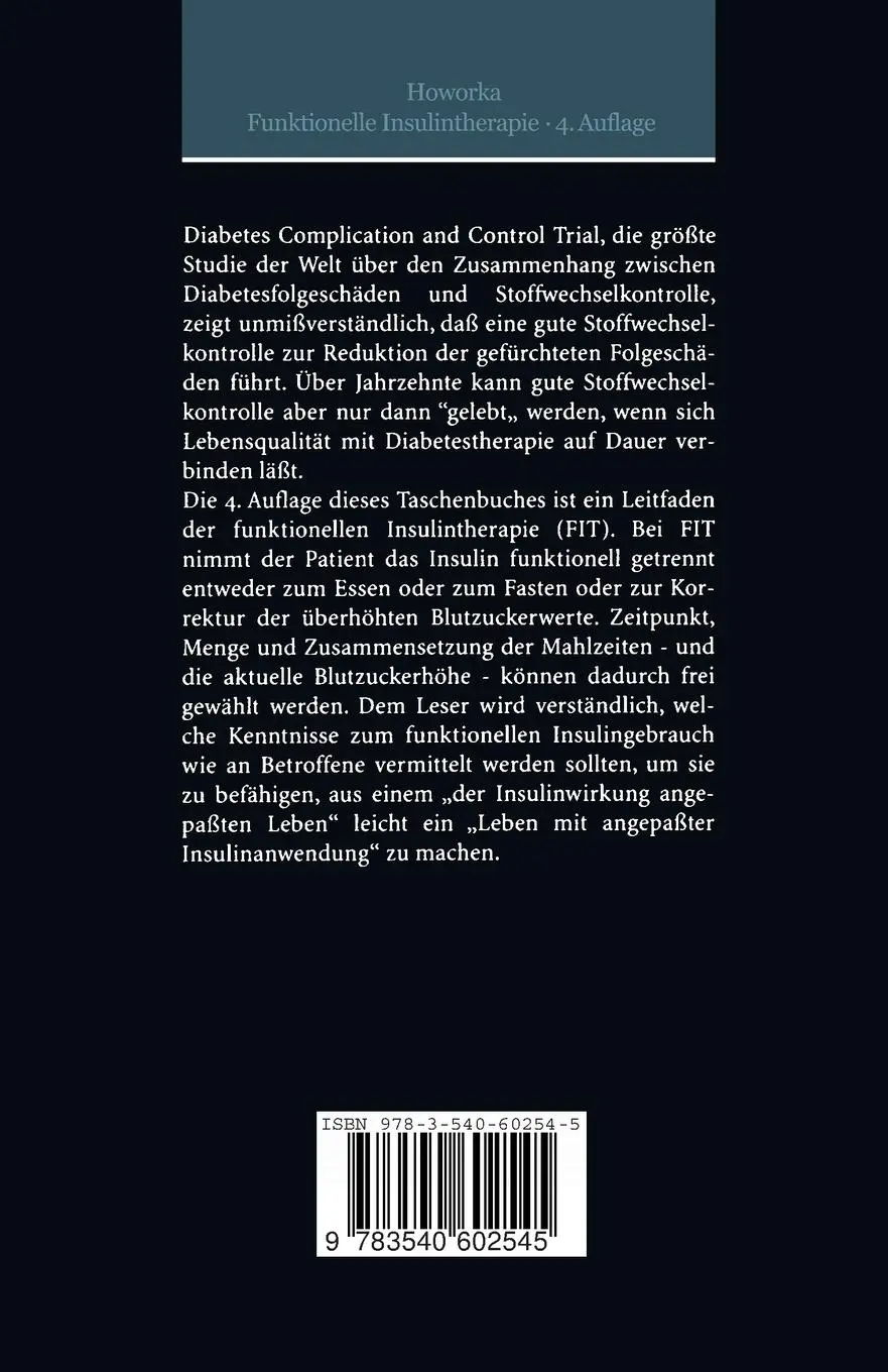 Rückseite: 9783540602545 | Funktionelle Insulintherapie | Lehrinhalte, Praxis und Didaktik | Buch