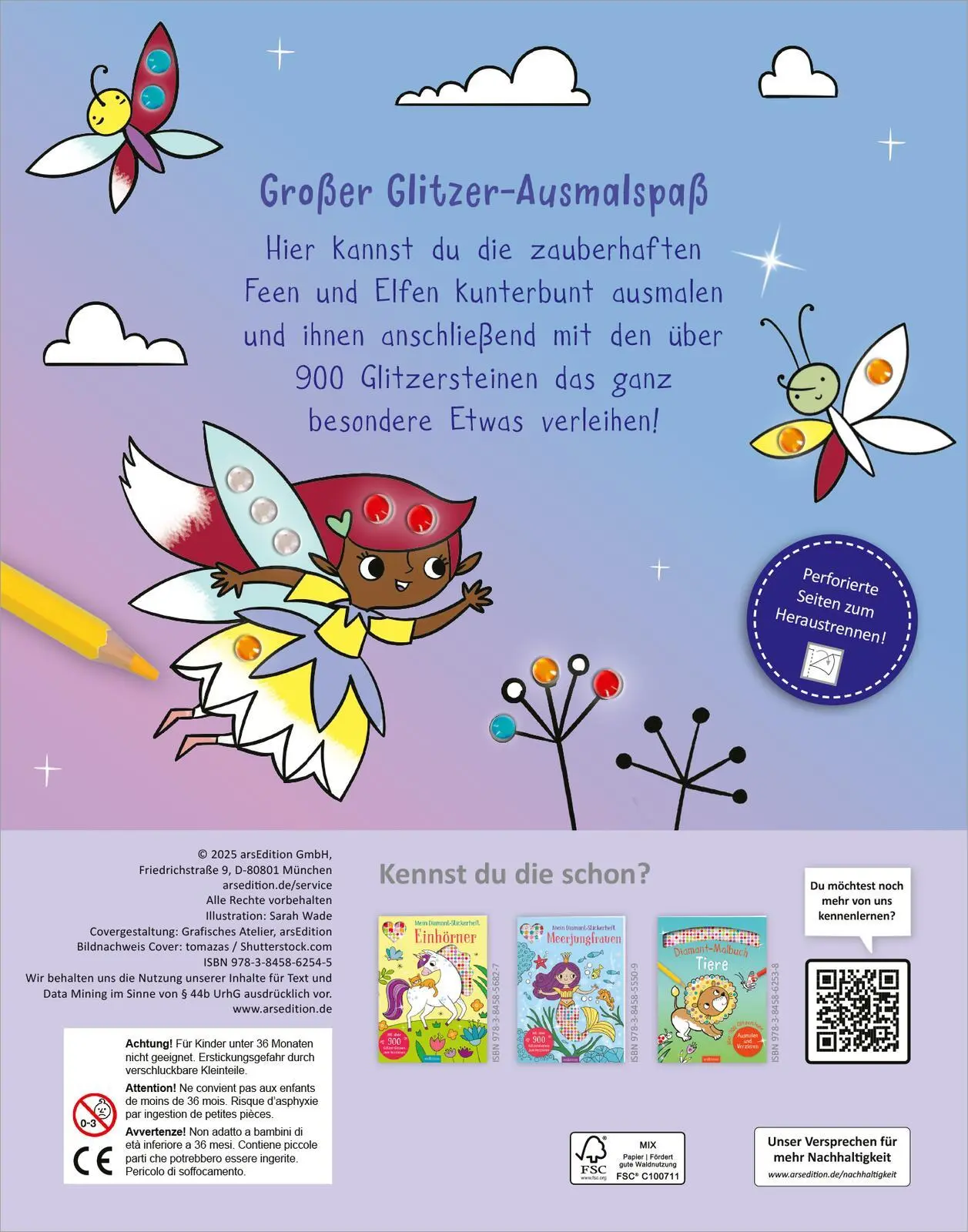 Rückseite: 9783845862545 | Diamant-Malbuch Feen | Über 900 Glitzersteine - Ausmalen und Verzieren