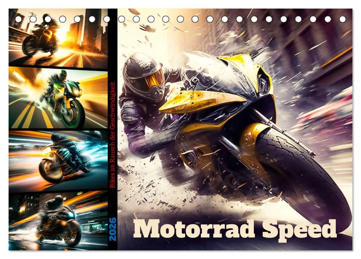 Cover: 9783457532645 | Motorrad Speed (Tischkalender 2026 DIN A5 quer), CALVENDO...