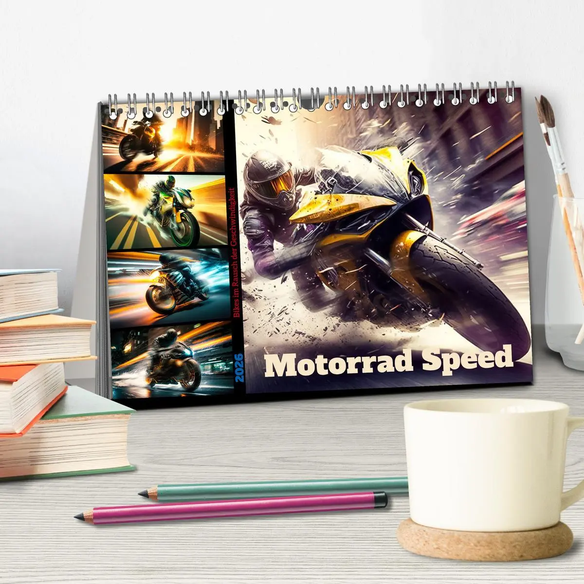 Bild: 9783457532645 | Motorrad Speed (Tischkalender 2026 DIN A5 quer), CALVENDO...