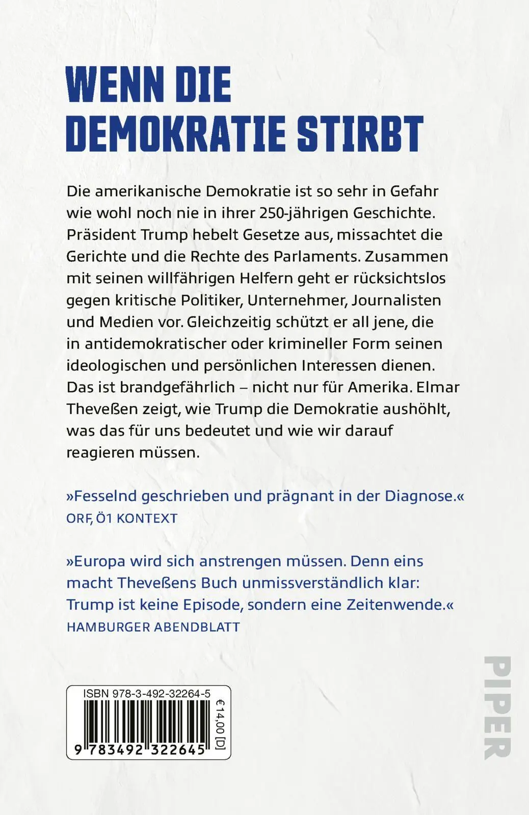 Rückseite: 9783492322645 | Deadline | Elmar Theveßen | Taschenbuch | 304 S. | Deutsch | 2026
