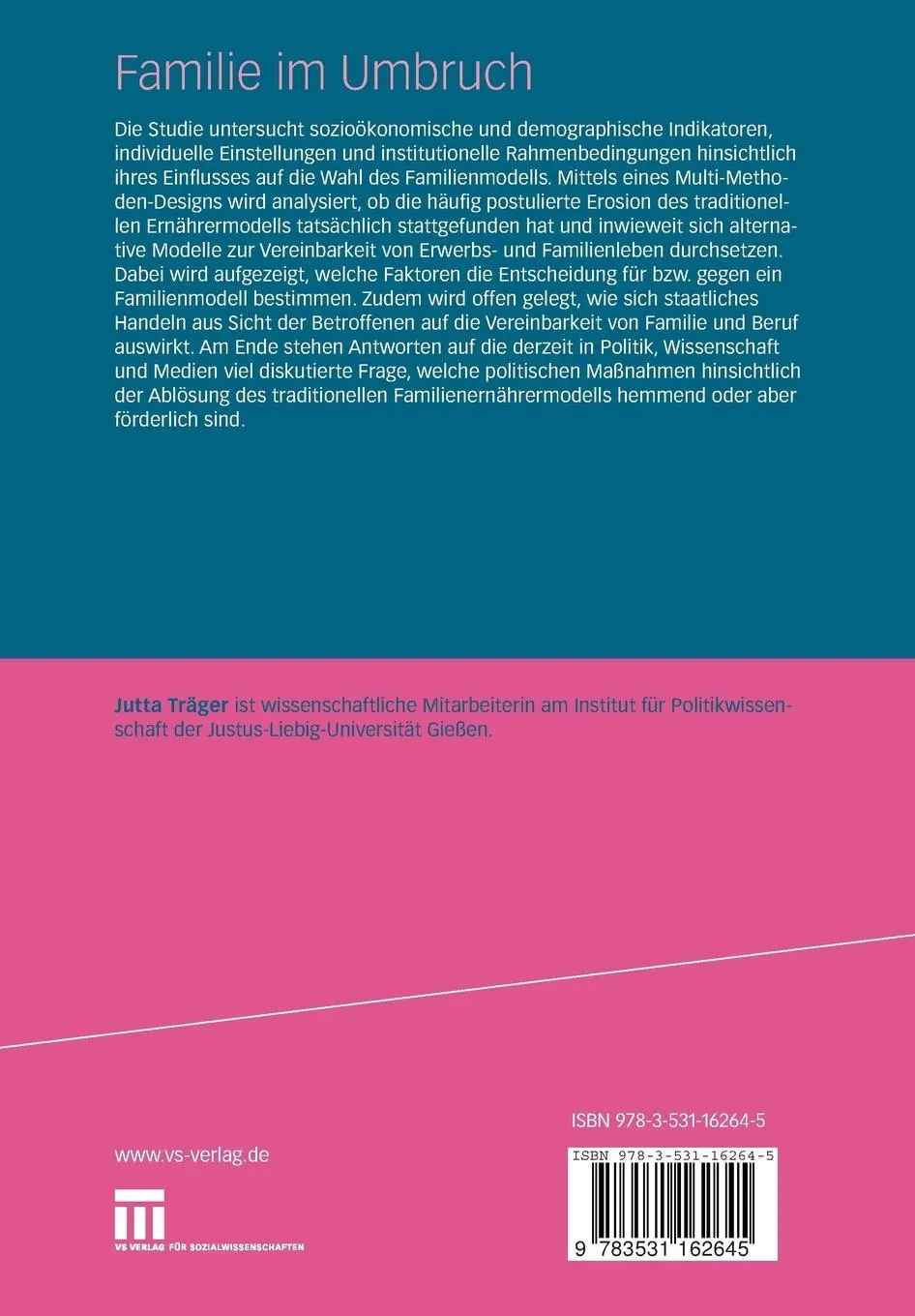 Rückseite: 9783531162645 | Familie im Umbruch | Jutta Träger | Taschenbuch | xii | Deutsch | 2008