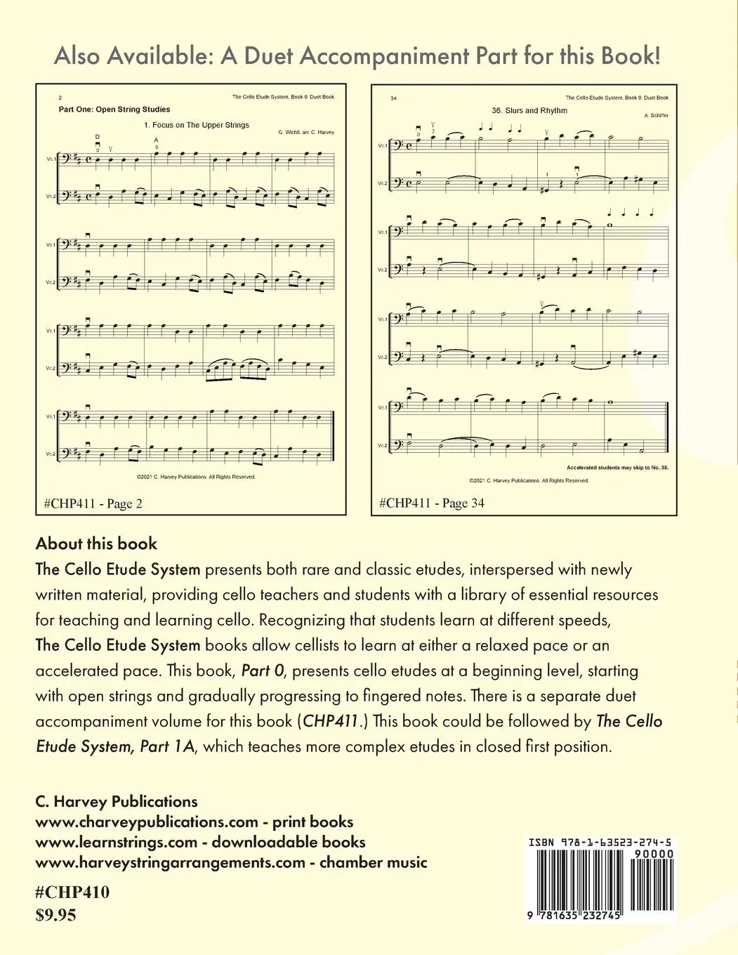 Rückseite: 9781635232745 | The Cello Etude System, Part 0; Beginning Studies, Solo Book | Harvey