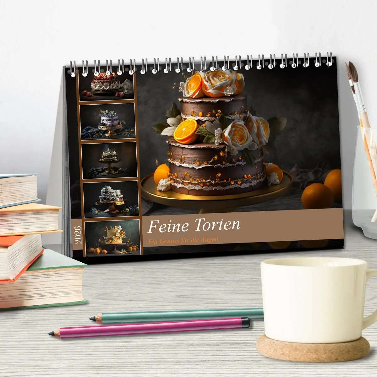 Bild: 9783457382745 | Feine Torten (Tischkalender 2026 DIN A5 quer), CALVENDO Monatskalender
