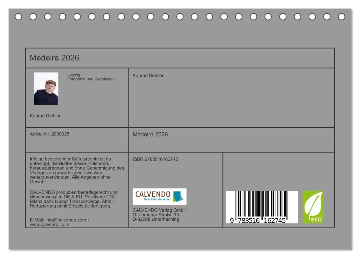 Bild: 9783516162745 | Madeira 2026 (Tischkalender 2026 DIN A5 quer), CALVENDO Monatskalender