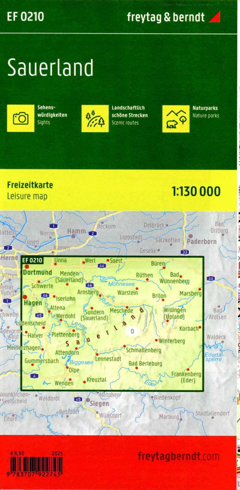 Bild: 9783707922745 | Sauerland, Freizeitkarte 1:130.000, freytag &amp; berndt | Berndt | 2024