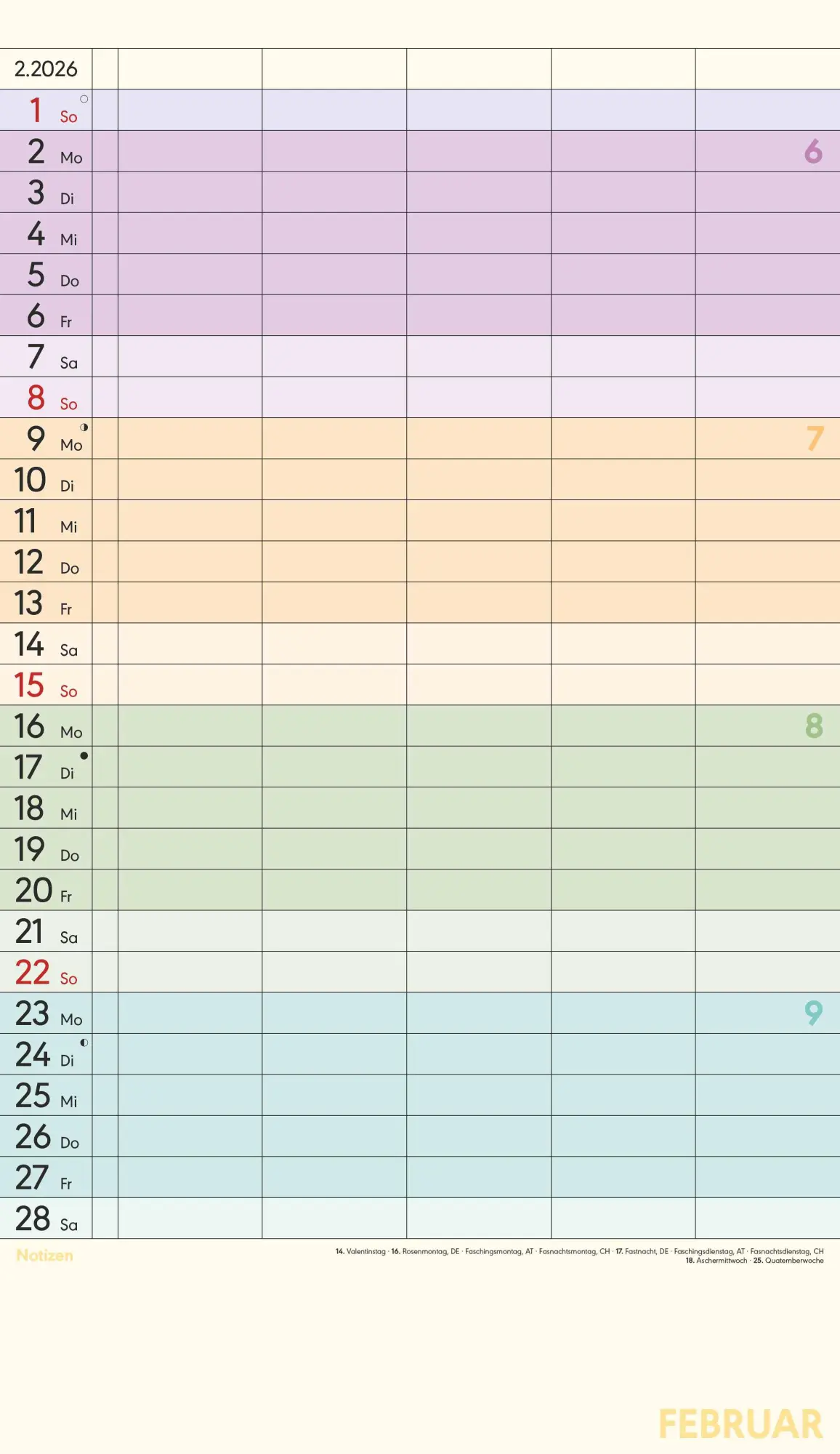 Bild: 4069095002845 | Superplaner Farbenfroh 2026 - 5 Spalten - Familienkalender 26x45 cm...
