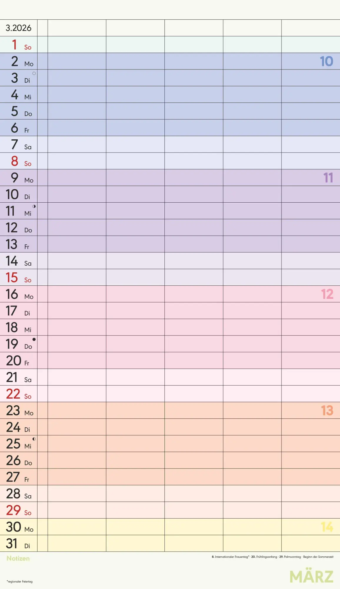 Bild: 4069095002845 | Superplaner Farbenfroh 2026 - 5 Spalten - Familienkalender 26x45 cm...
