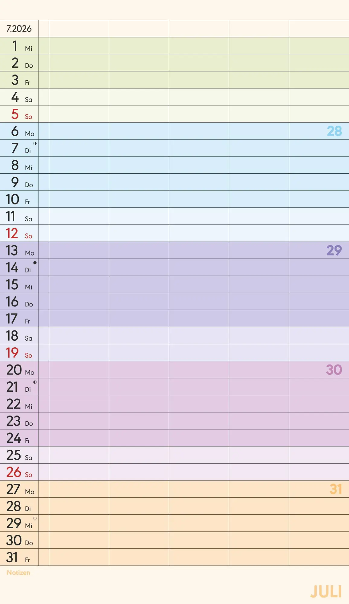 Bild: 4069095002845 | Superplaner Farbenfroh 2026 - 5 Spalten - Familienkalender 26x45 cm...