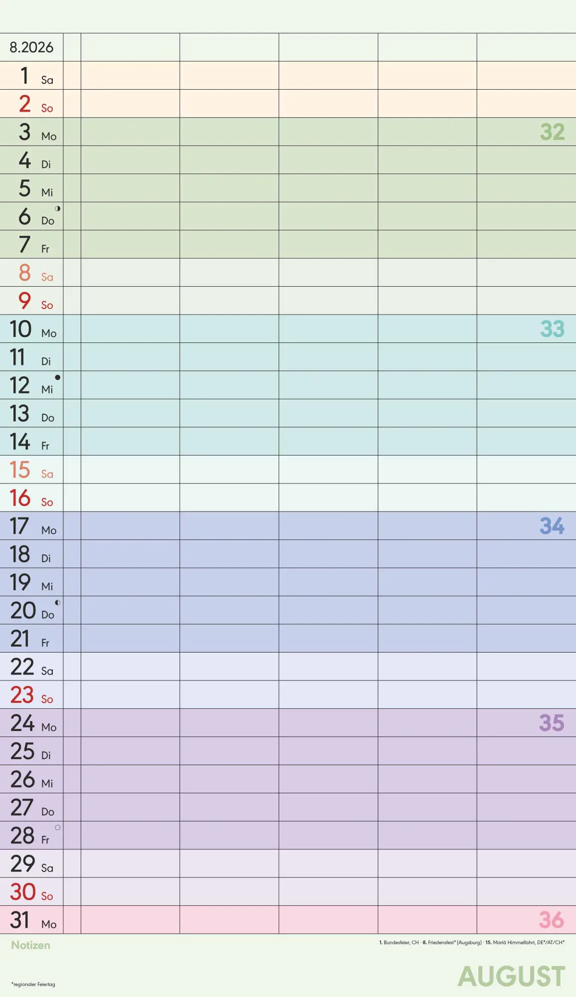 Bild: 4069095002845 | Superplaner Farbenfroh 2026 - 5 Spalten - Familienkalender 26x45 cm...