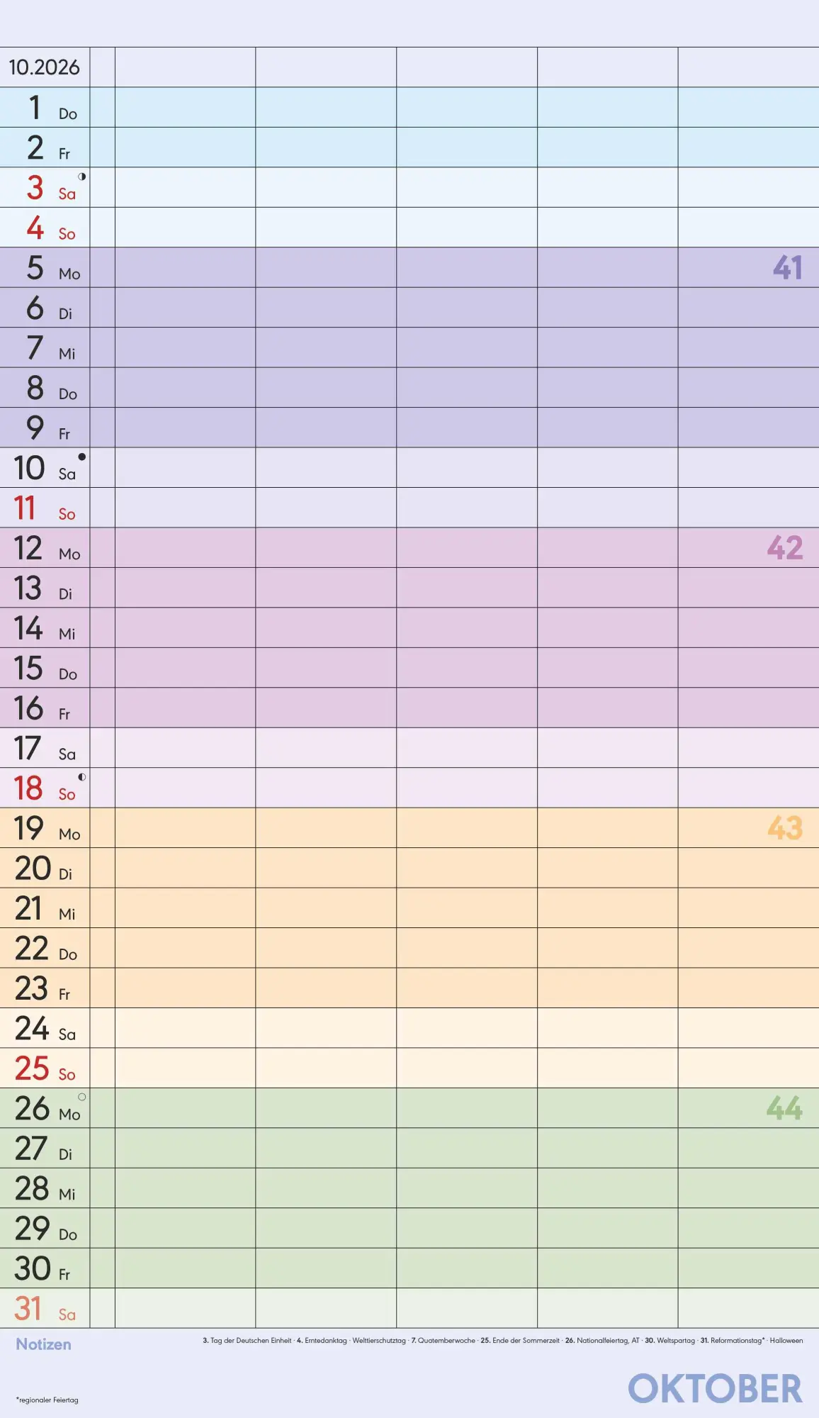 Bild: 4069095002845 | Superplaner Farbenfroh 2026 - 5 Spalten - Familienkalender 26x45 cm...