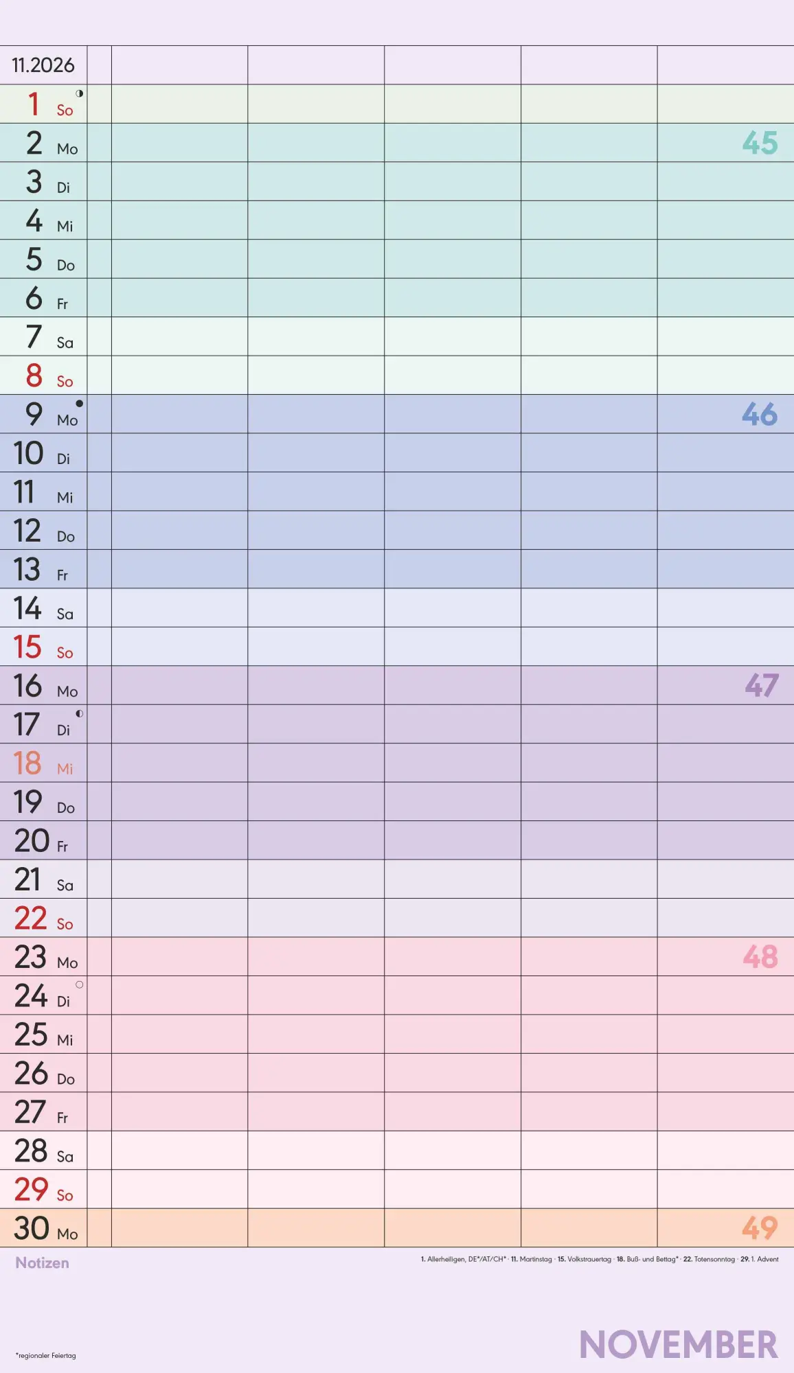 Bild: 4069095002845 | Superplaner Farbenfroh 2026 - 5 Spalten - Familienkalender 26x45 cm...