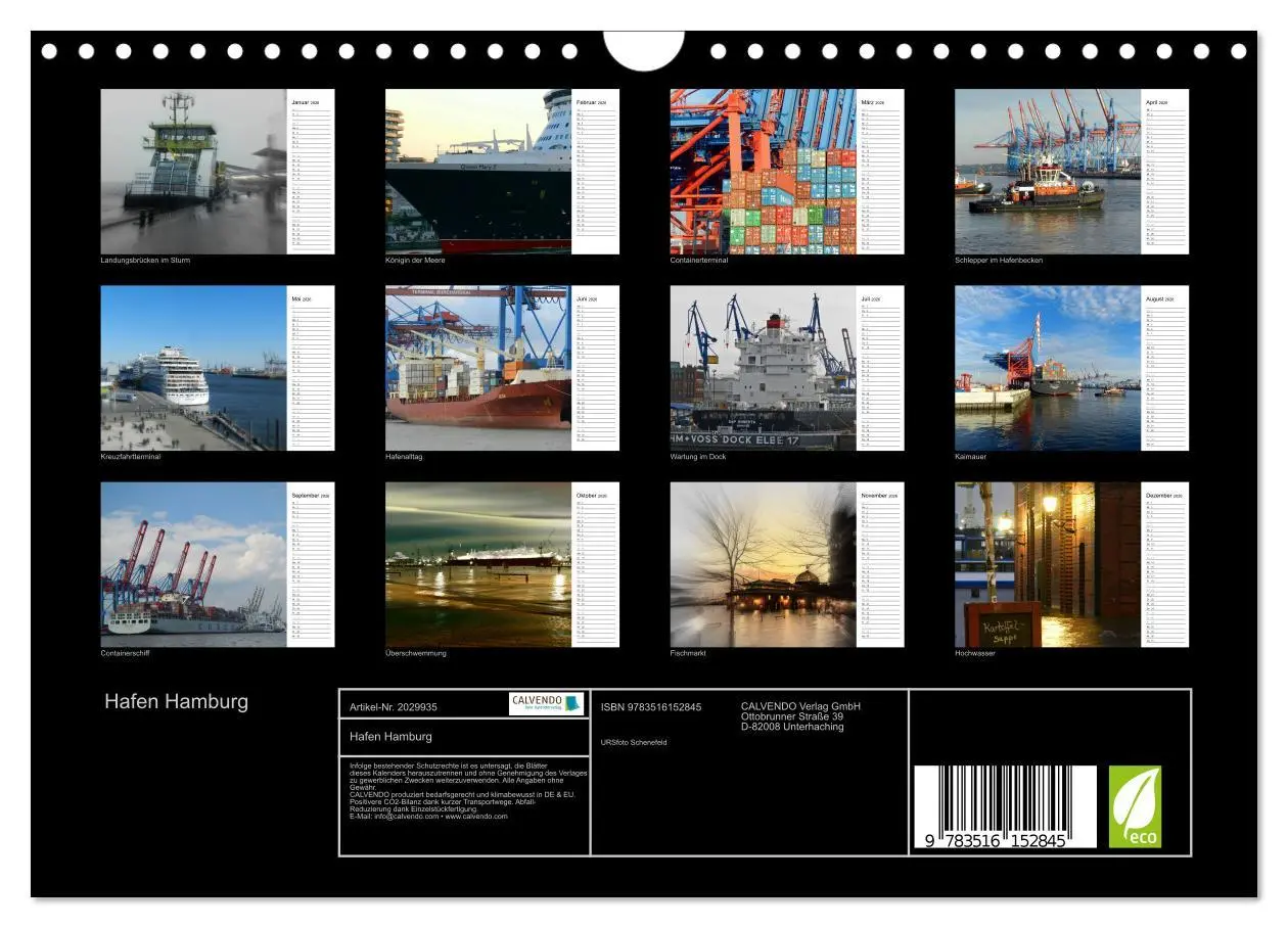 Bild: 9783516152845 | Hafen Hamburg (Wandkalender 2026 DIN A4 quer), CALVENDO Monatskalender