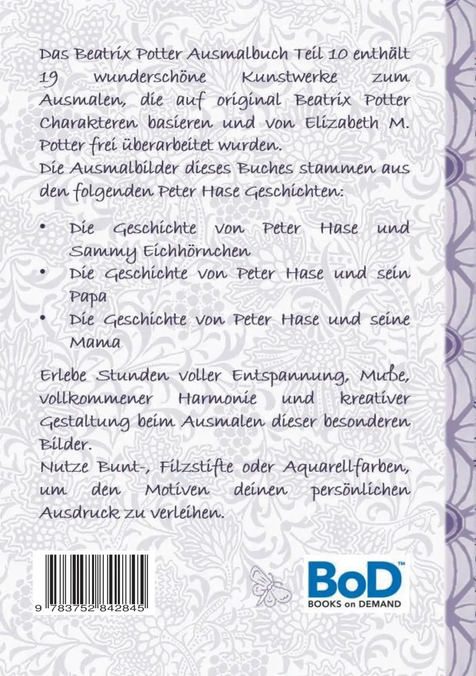 Rückseite: 9783752842845 | Beatrix Potter Ausmalbuch Teil 10 ( Peter Hase ) | Potter (u. a.)