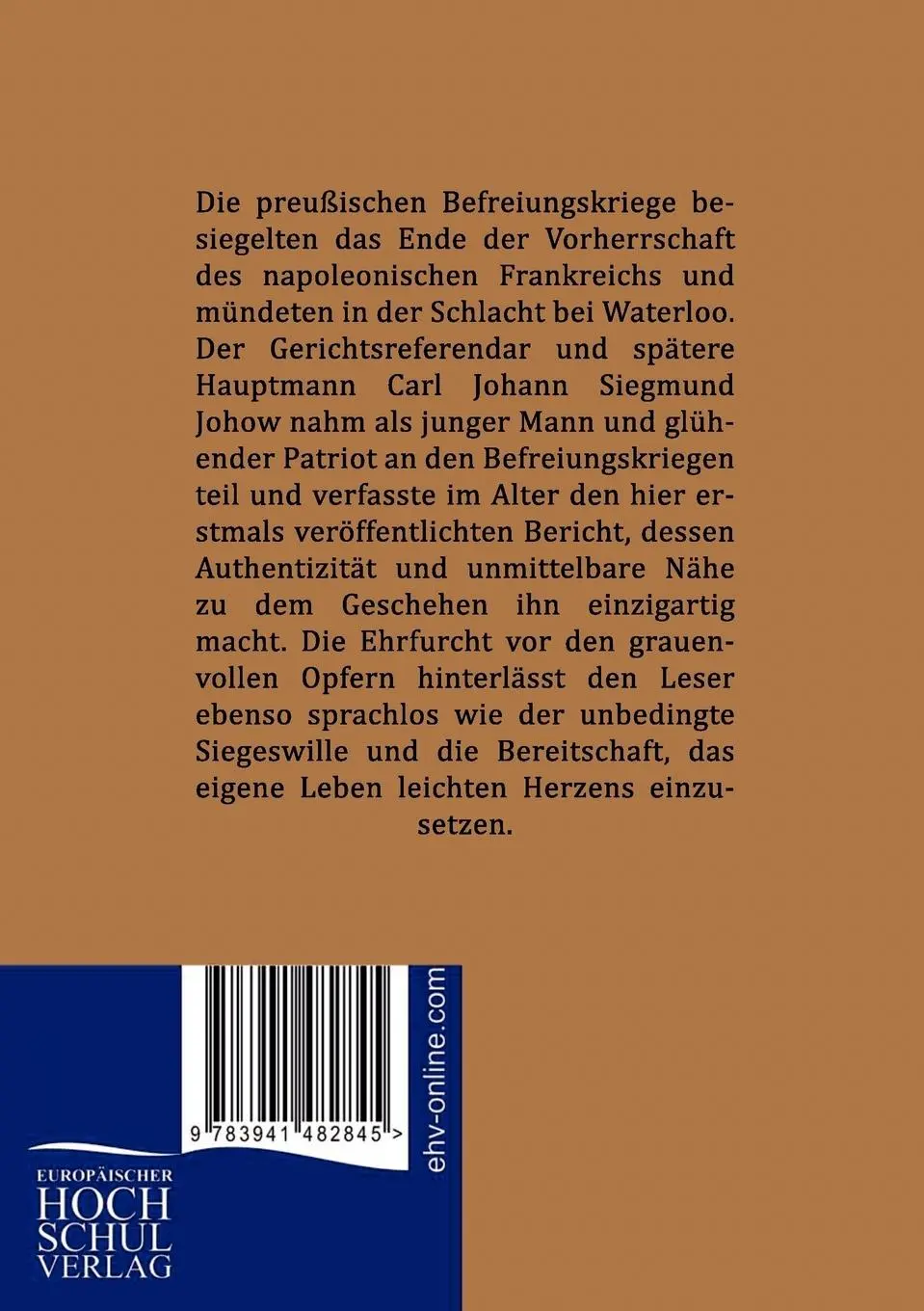 Rückseite: 9783941482845 | Die preussischen Befreiungskriege 1813-1815 | Carl Johow | Taschenbuch