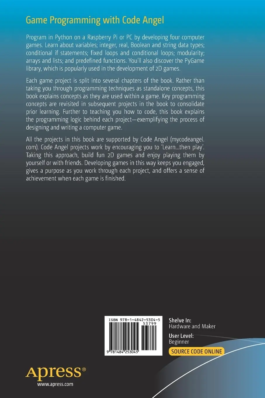 Rückseite: 9781484253045 | Game Programming with Code Angel | Mark Cunningham | Taschenbuch