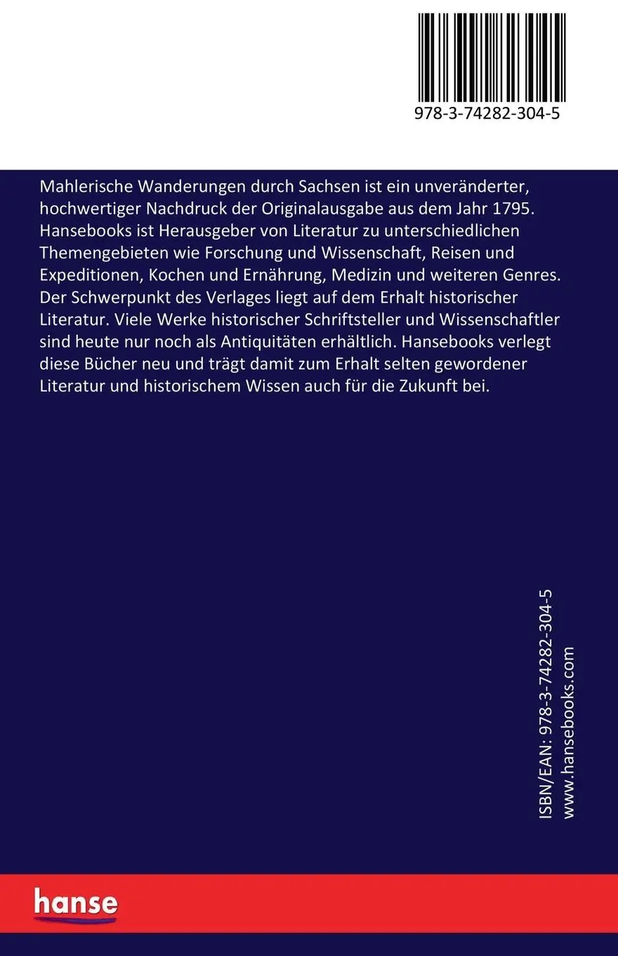 Rückseite: 9783742823045 | Mahlerische Wanderungen durch Sachsen | Johann Emanuel Veith | Buch