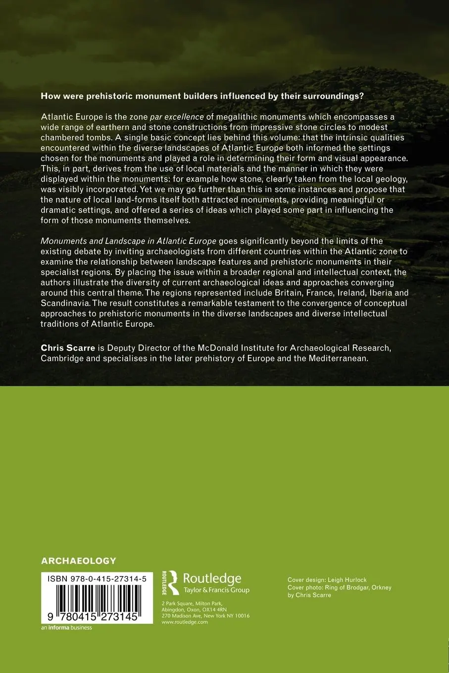 Rückseite: 9780415273145 | Monuments and Landscape in Atlantic Europe | Chris Scarre | Buch
