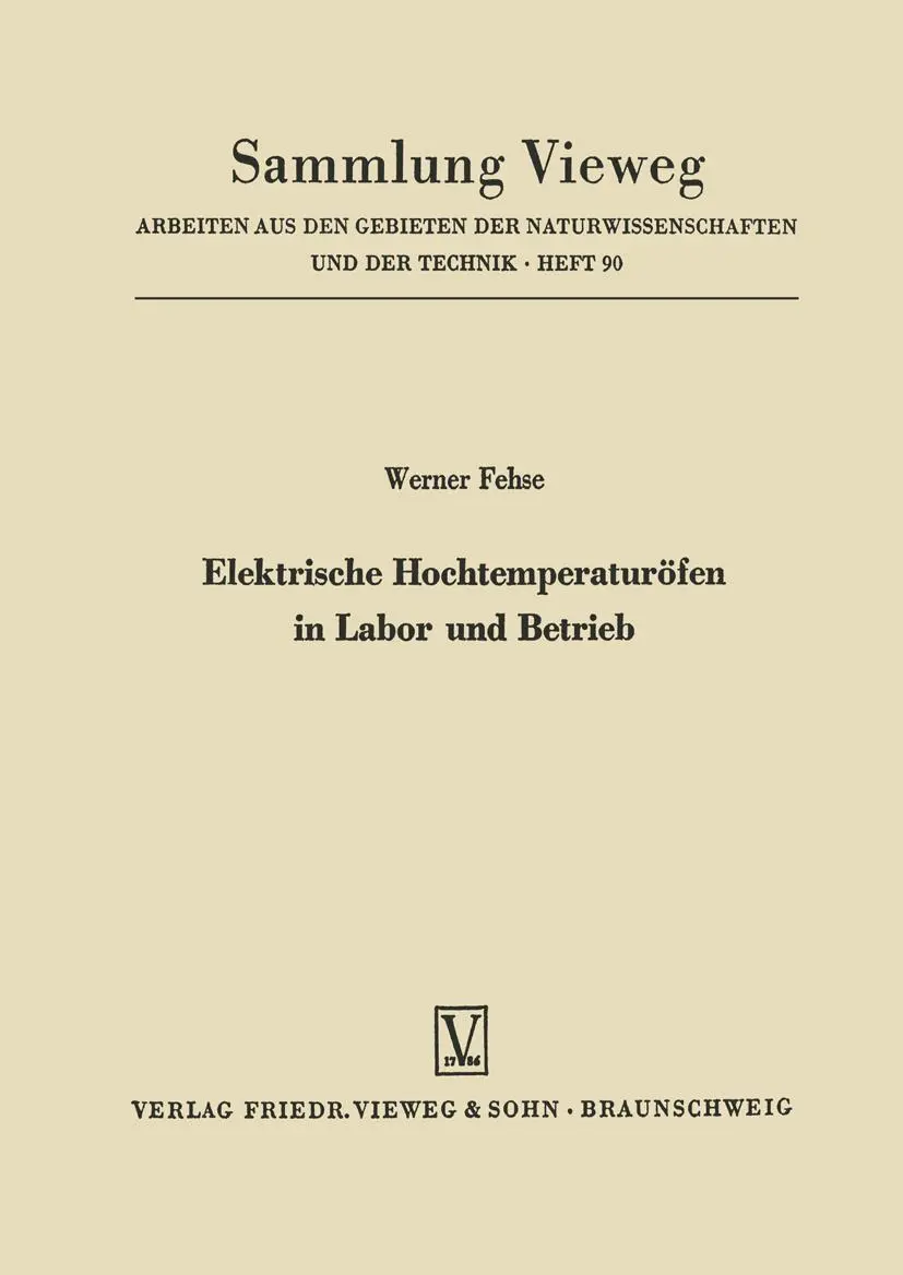 Cover: 9783322983145 | Elektrische Hochtemperaturöfen in Labor und Betrieb | Werner Fehse