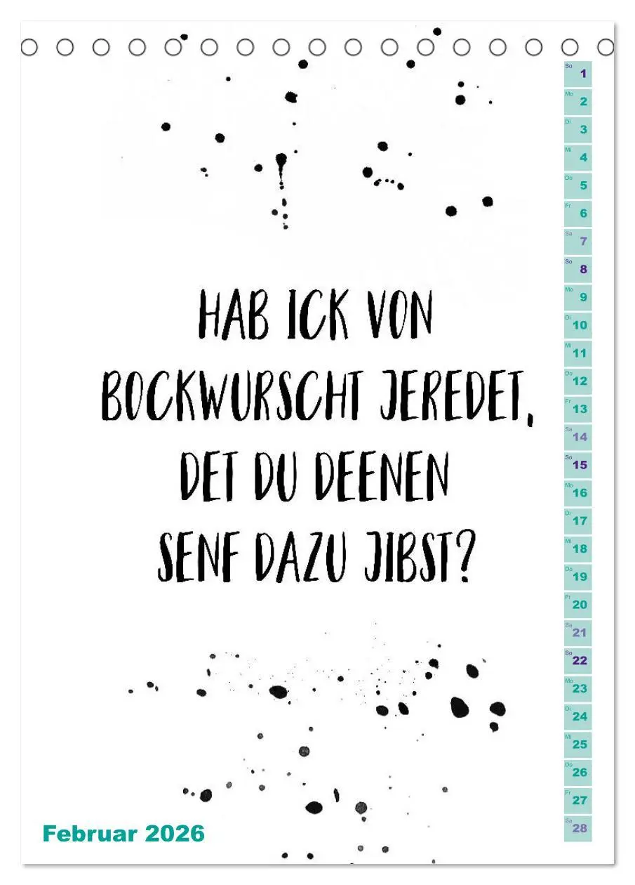Bild: 9783516403145 | BERLINERISCH Lustige Sprüche (Tischkalender 2026 DIN A5 hoch),...