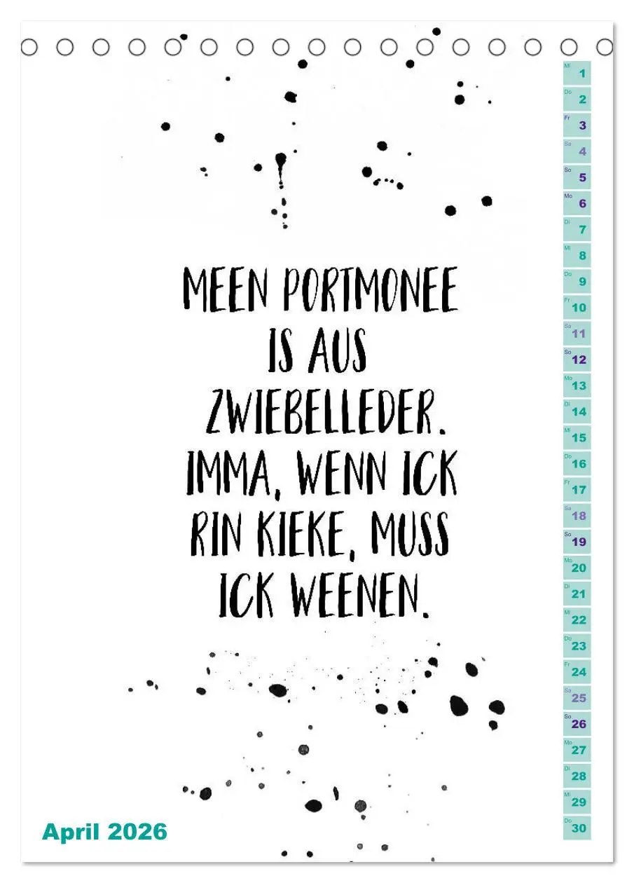 Bild: 9783516403145 | BERLINERISCH Lustige Sprüche (Tischkalender 2026 DIN A5 hoch),...