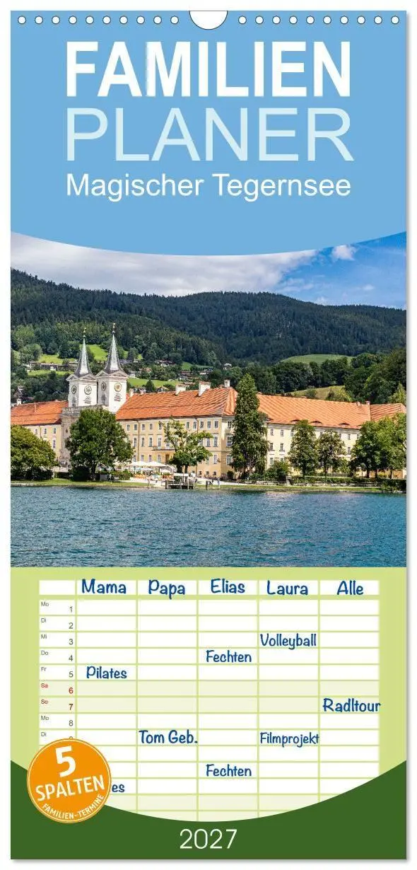 Cover: 9783594313145 | Familienplaner 2027 - Magischer Tegernsee mit 5 Spalten...