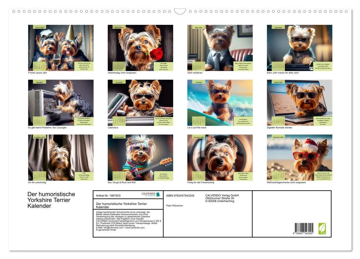 Bild: 9783457543245 | Der humoristische Yorkshire Terrier Kalender (Wandkalender 2026 DIN...