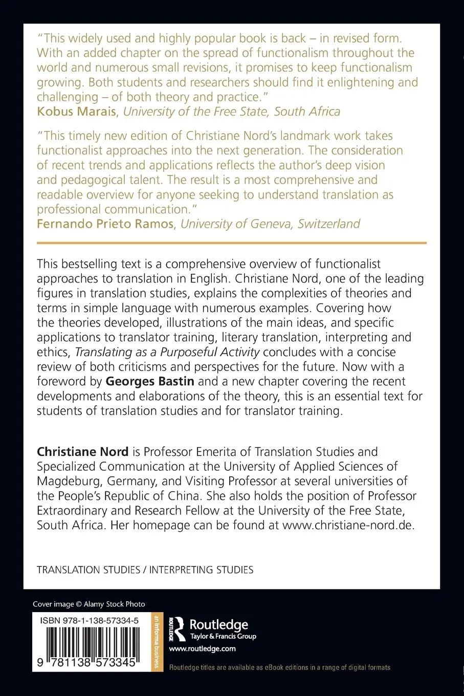 Rückseite: 9781138573345 | Translating as a Purposeful Activity | Christiane Nord | Taschenbuch