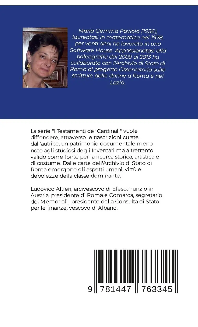 Rückseite: 9781447763345 | I Testamenti dei Cardinali | Ludovico Altieri (1805-1867) | Paviolo