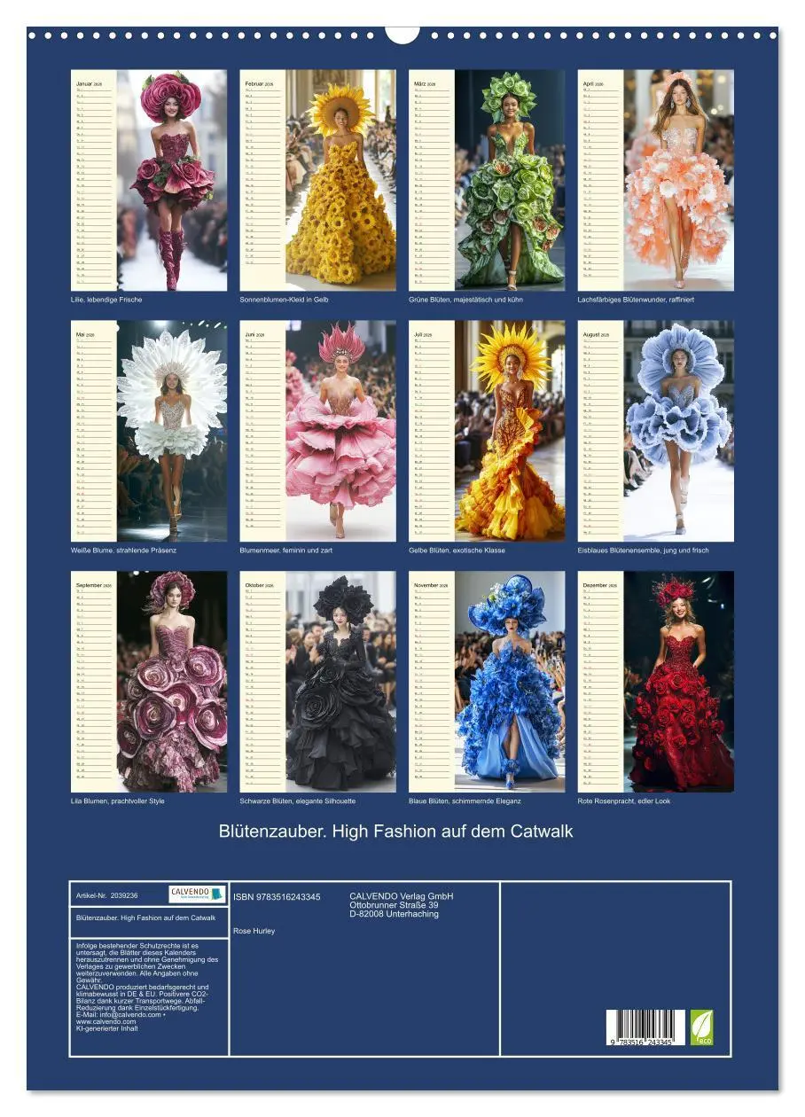 Bild: 9783516243345 | Blütenzauber. High Fashion auf dem Catwalk (Wandkalender 2026 DIN...