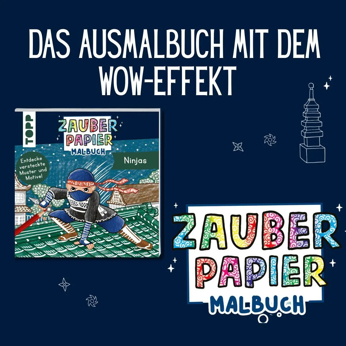 Bild: 9783735893345 | Zauberpapier Malbuch Ninjas | Entdecke versteckte Muster und Motive!