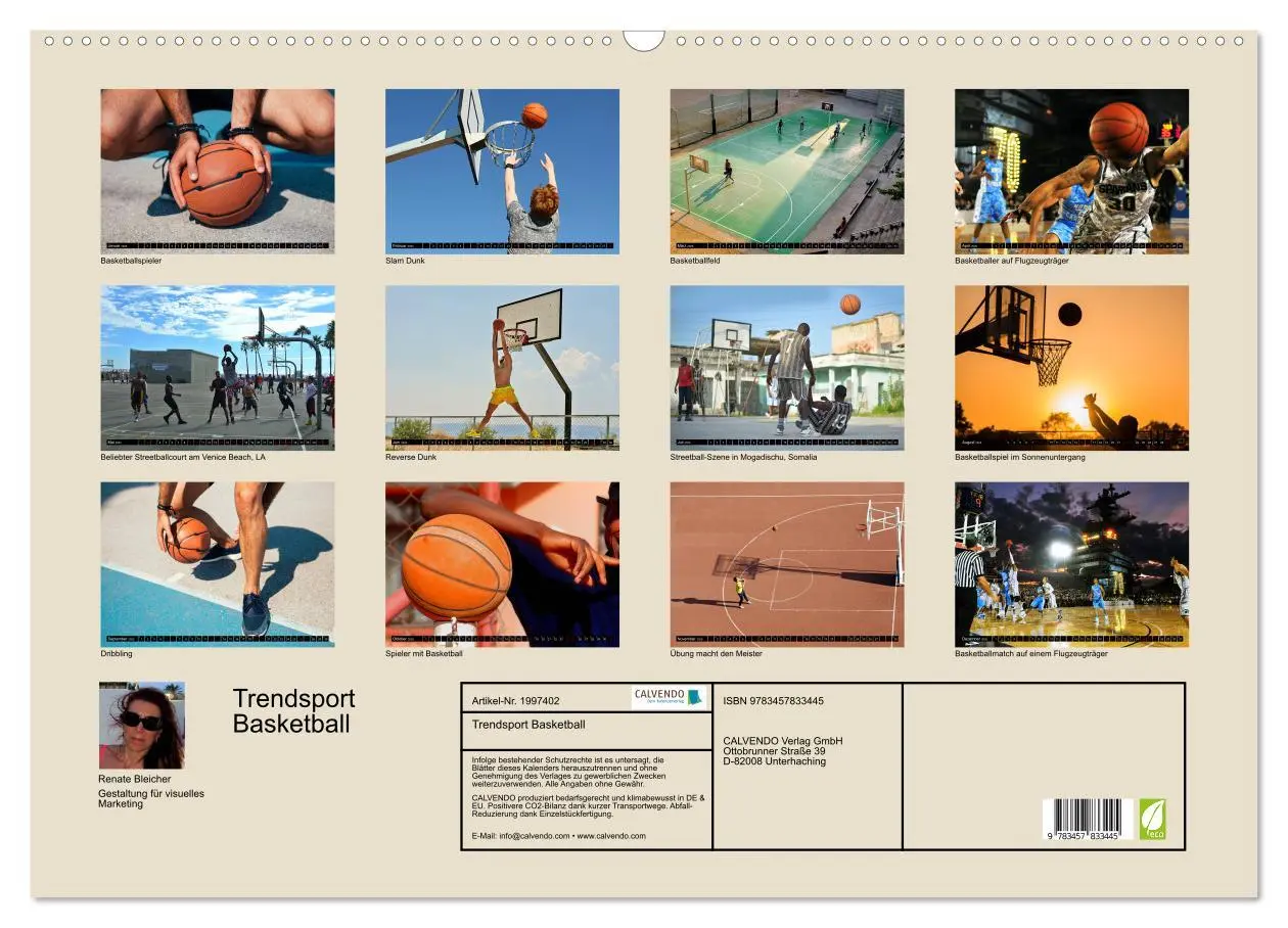 Bild: 9783457833445 | Trendsport Basketball (Wandkalender 2026 DIN A2 quer), CALVENDO...