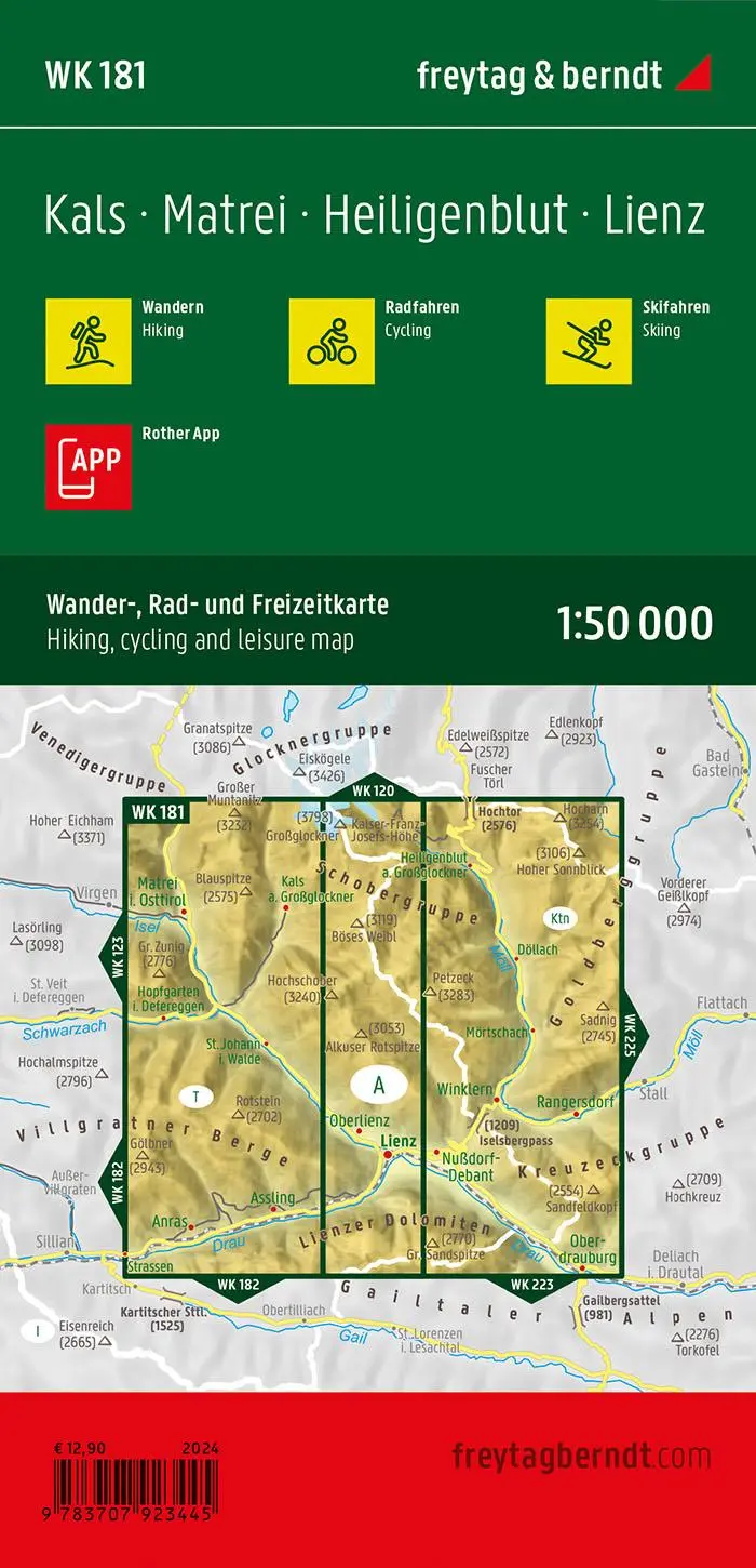 Rückseite: 9783707923445 | freytag &amp; berndt Wanderkarte WK 181 Kals - Matrei, Heiligenblut -...