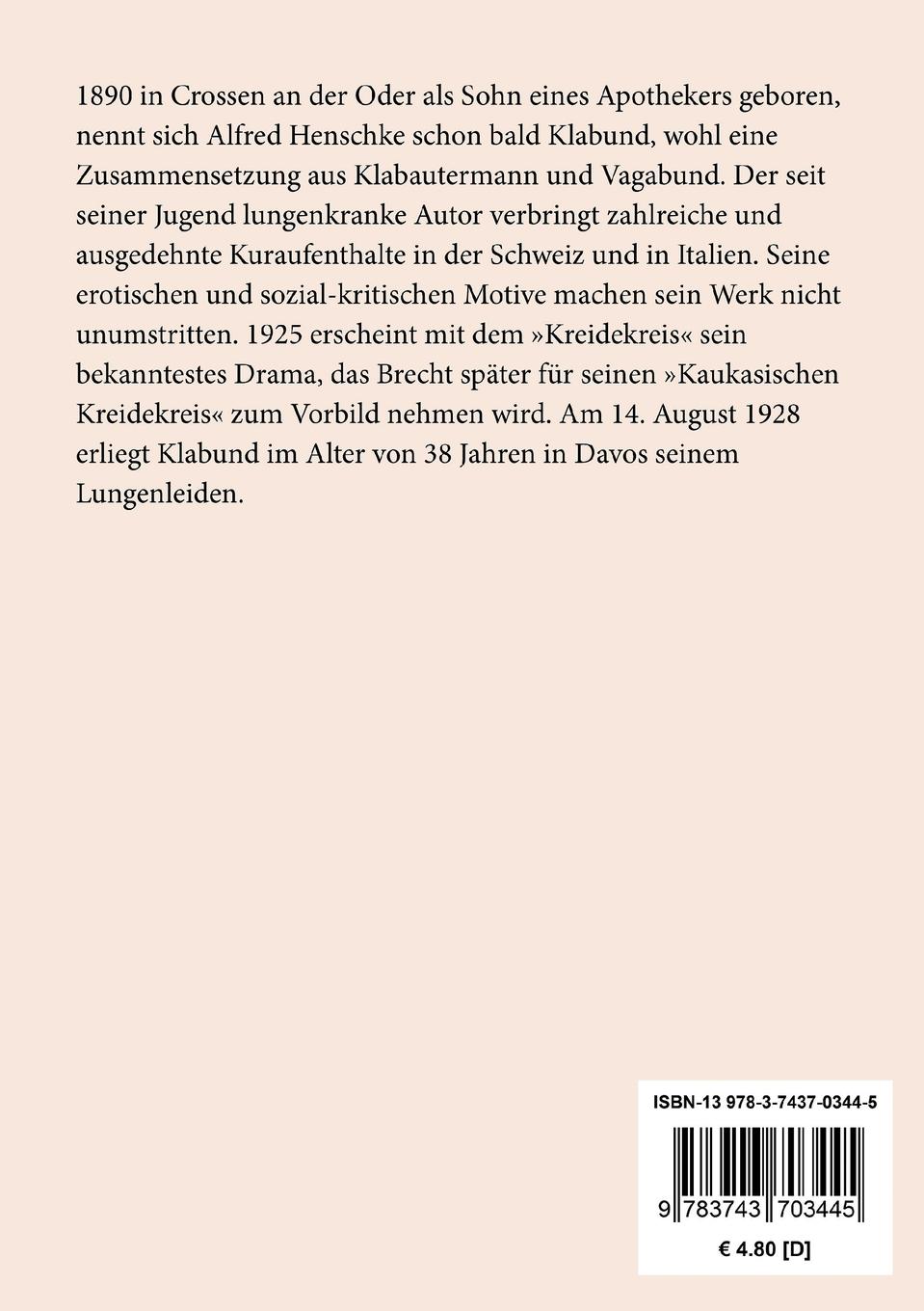 Rückseite: 9783743703445 | Rasputin | Ein Roman-Film | Klabund | Taschenbuch | 60 S. | Deutsch
