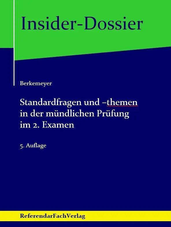 Cover: 9783946823445 | Standardfragen und -themen in der mündlichen Prüfung im 2. Examen