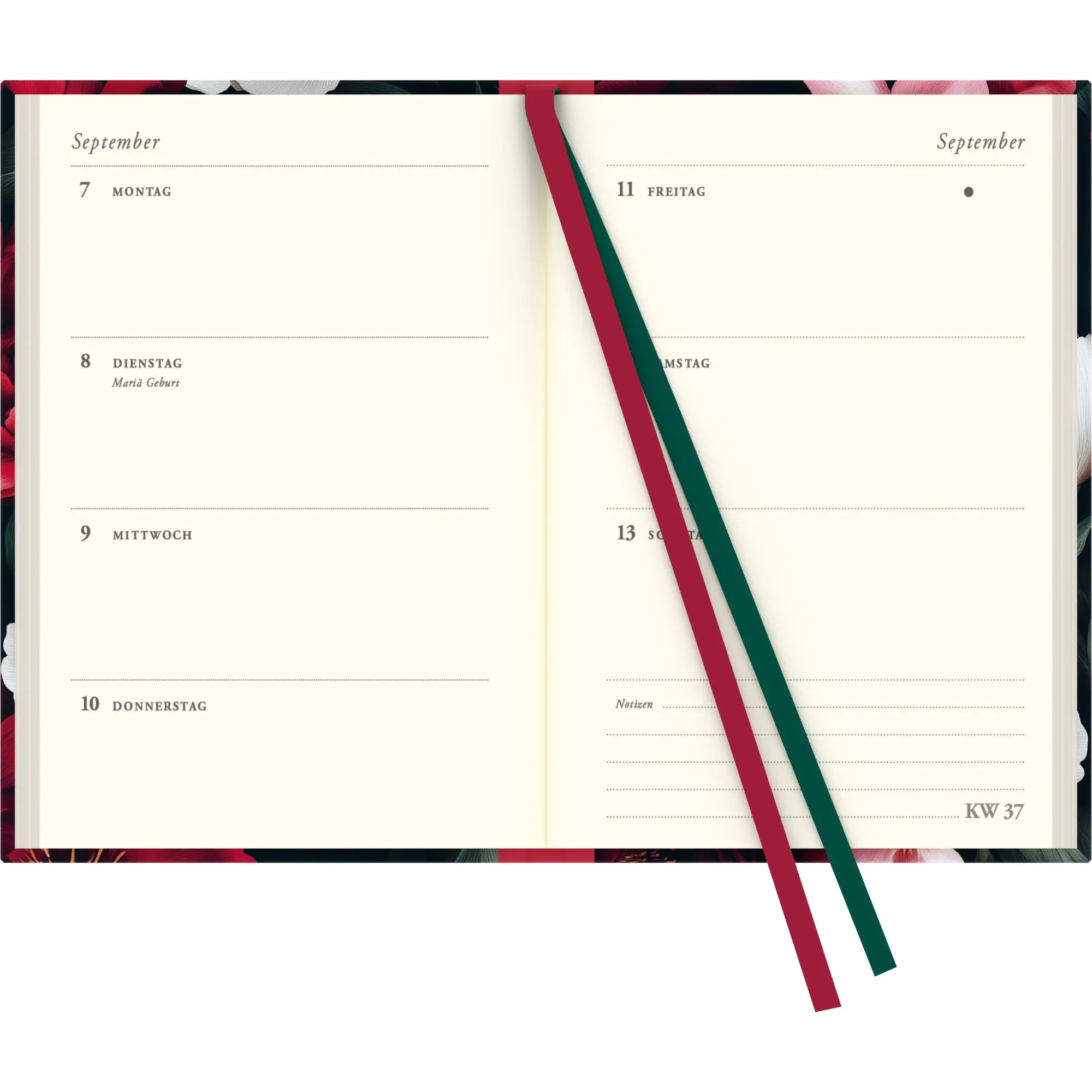 Bild: 4069095003545 | Dark Flowers Taschenkalender 2026 - Blumen-Design - Terminplaner...