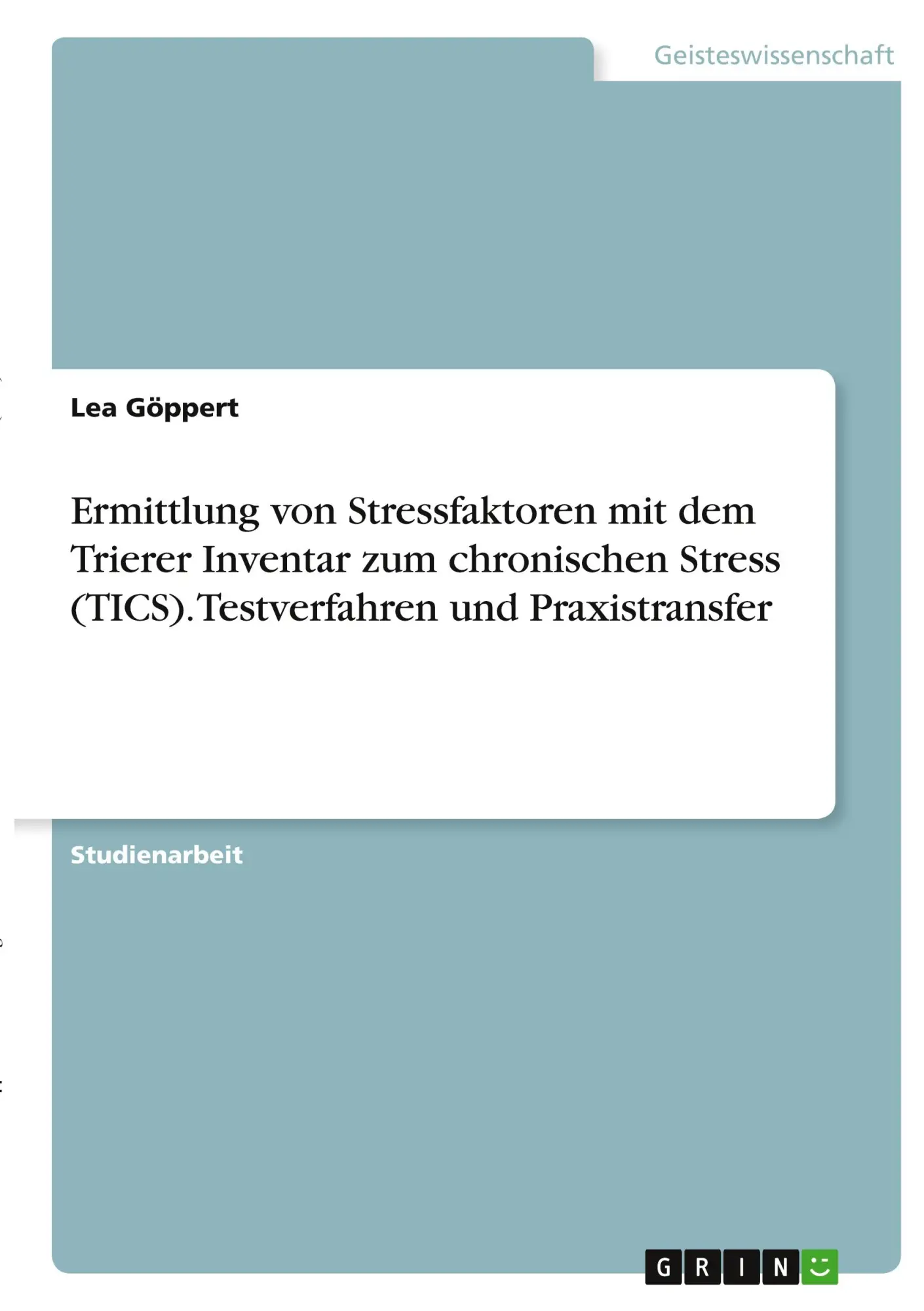 Cover: 9783346323545 | Ermittlung von Stressfaktoren mit dem Trierer Inventar zum...