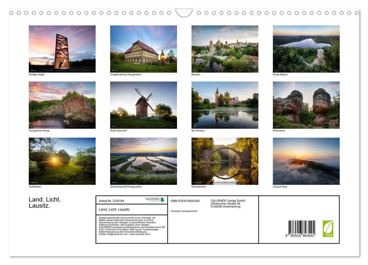 Bild: 9783516843545 | Land. Licht. Lausitz. (Wandkalender 2027 DIN A3 quer), CALVENDO...