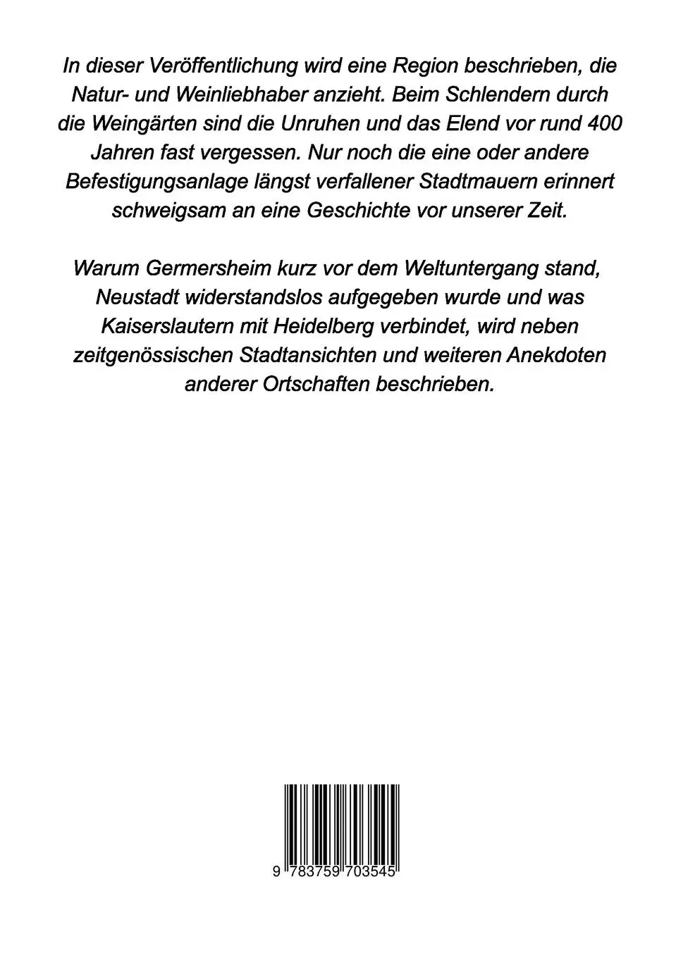 Rückseite: 9783759703545 | Beschreibung der Städte und Dörfer in der Pfalz im 16. und 17....