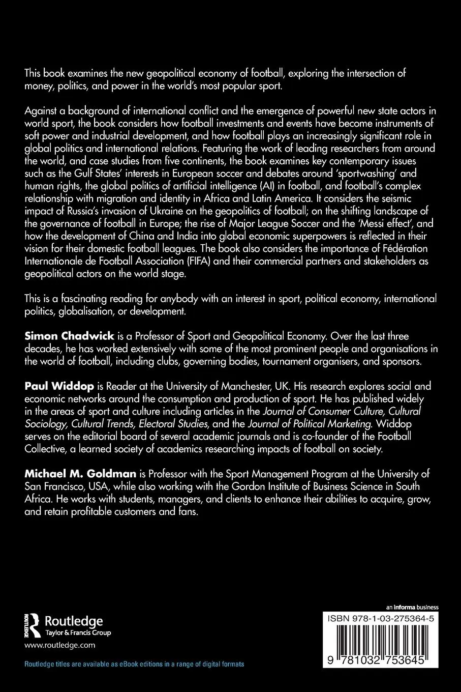 Rückseite: 9781032753645 | The Geopolitical Economy of Football | Michael M. Goldman (u. a.)