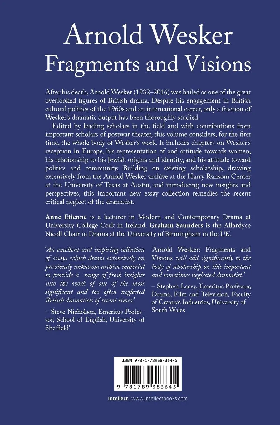Rückseite: 9781789383645 | Arnold Wesker | Anne Etienne (u. a.) | Buch | Gebunden | Englisch