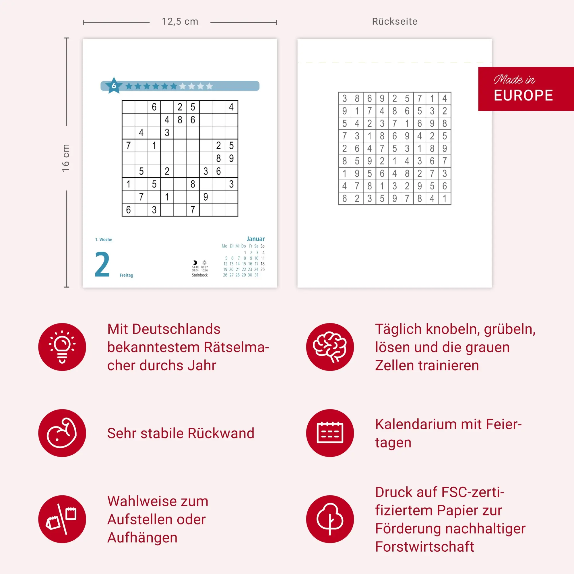 Bild: 9783756413645 | Stefan Heine Sudoku mittel Tagesabreißkalender 2026 | Stefan Heine