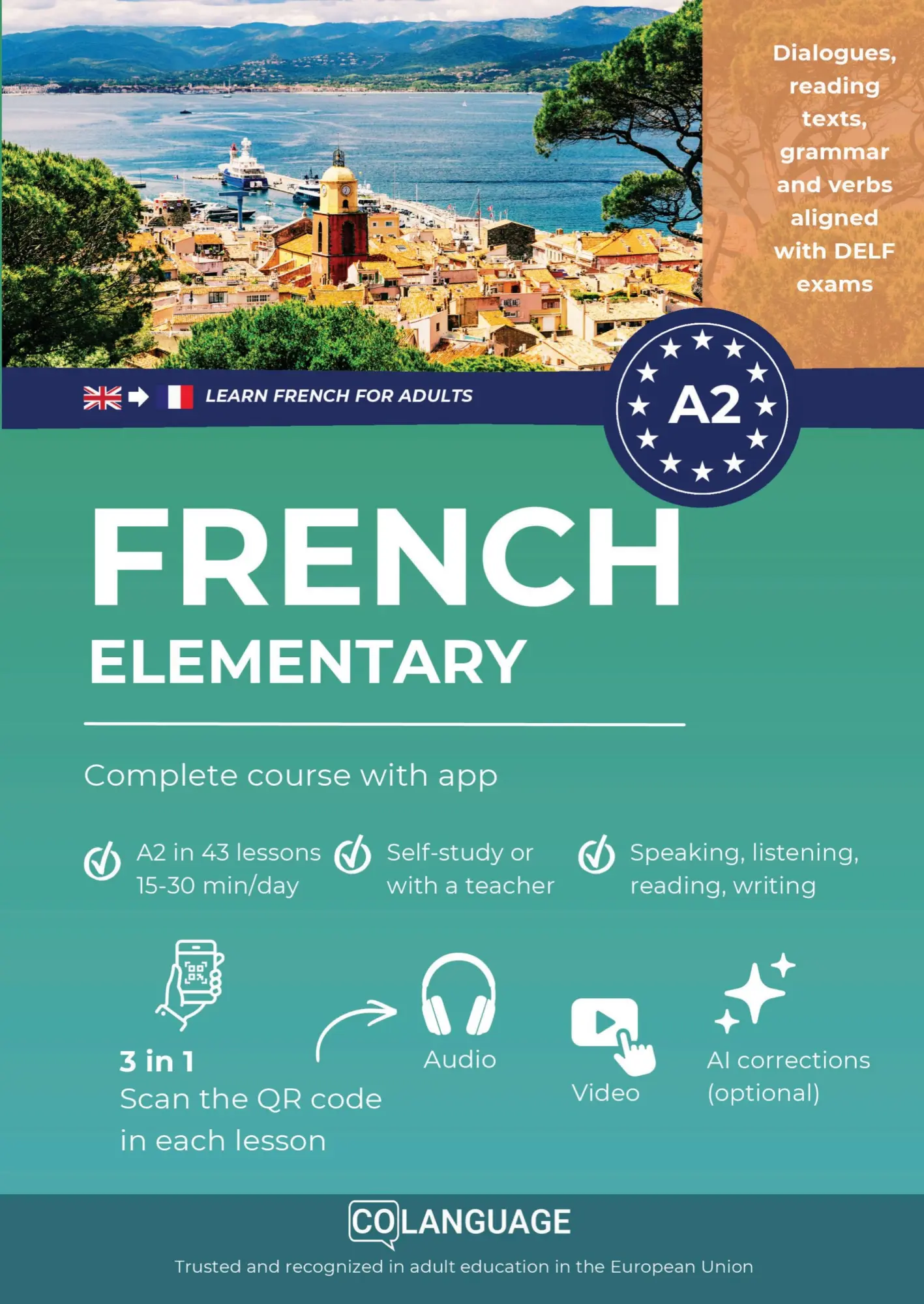 Cover: 9791388253645 | Learn French A2 elementary: complete course with app (Learn French...