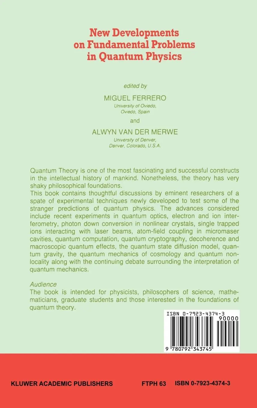 Rückseite: 9780792343745 | New Developments on Fundamental Problems in Quantum Physics | Buch