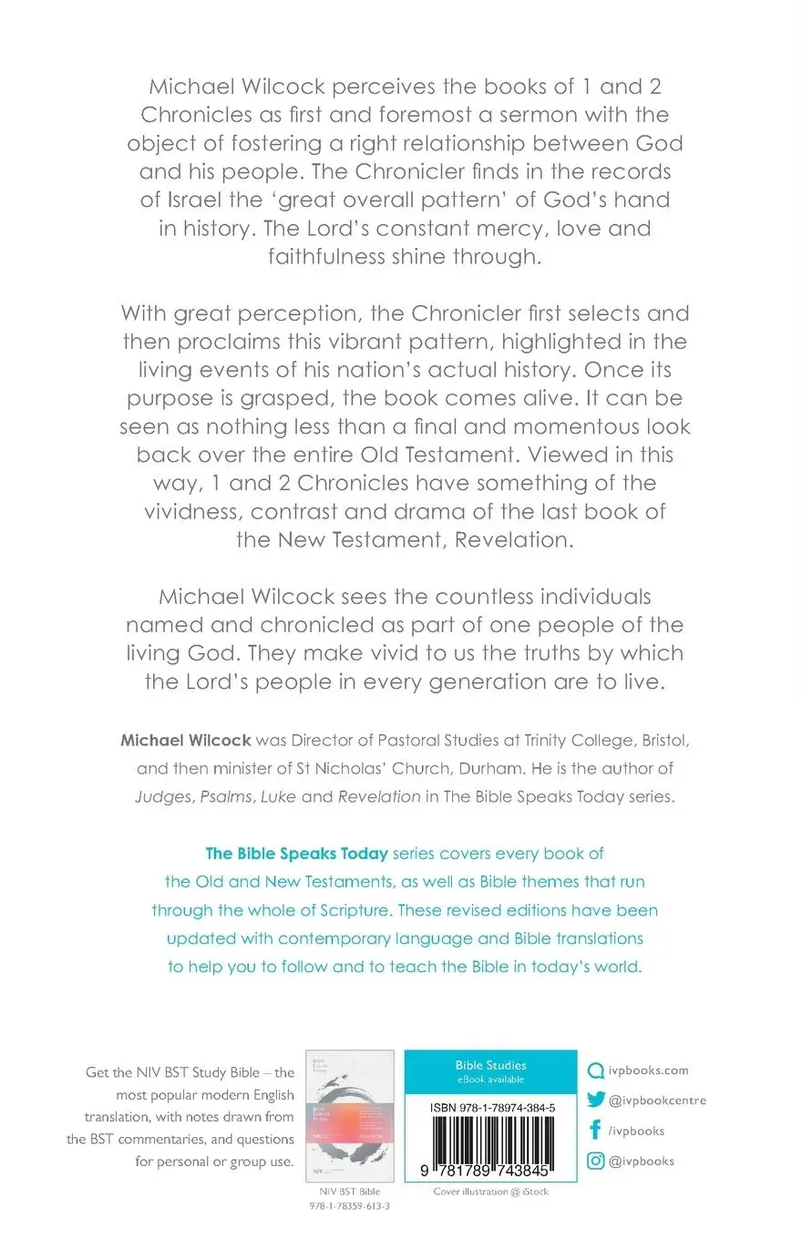 Rückseite: 9781789743845 | The Message of Chronicles | One Church, One Faith, One Lord | Wilcock