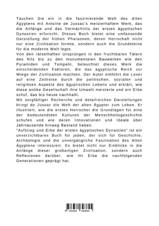 Rückseite: 9783384393845 | Aufstieg und Erbe der ersten ägyptischen Dynastien | Antoine de Jussac