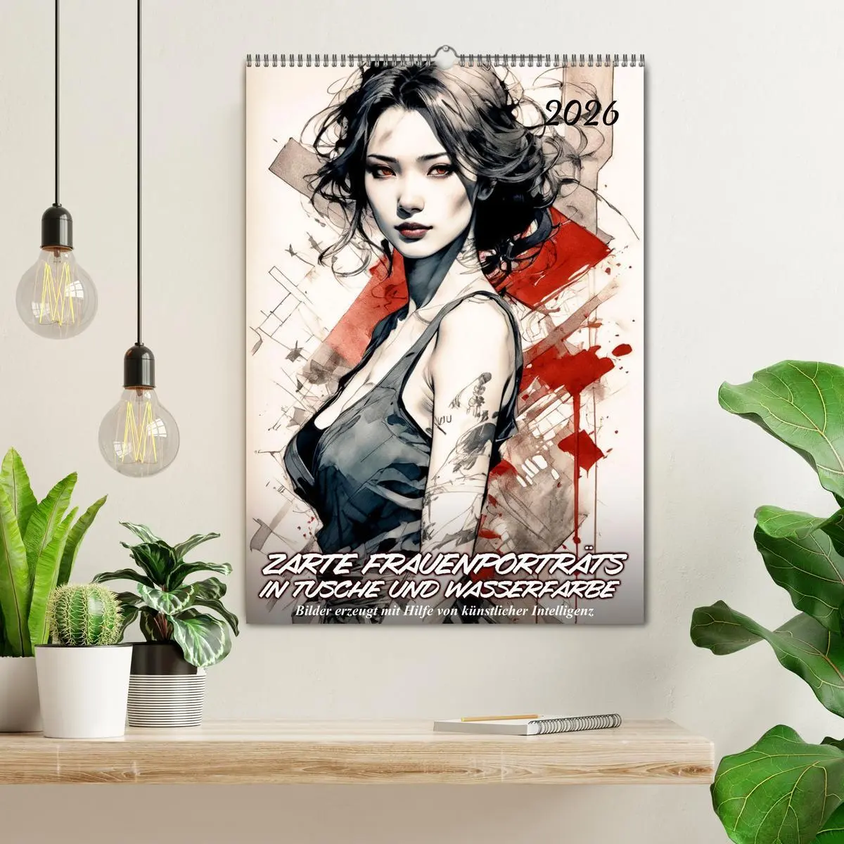 Bild: 9783457273845 | Zarte Frauenporträts in Tusche und Wasserfarbe (Wandkalender 2026...